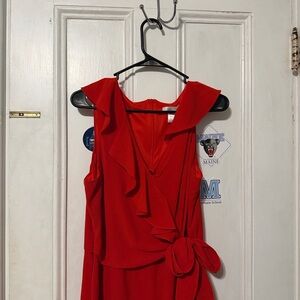 London Times Vibrant Red Ruffle Dress
